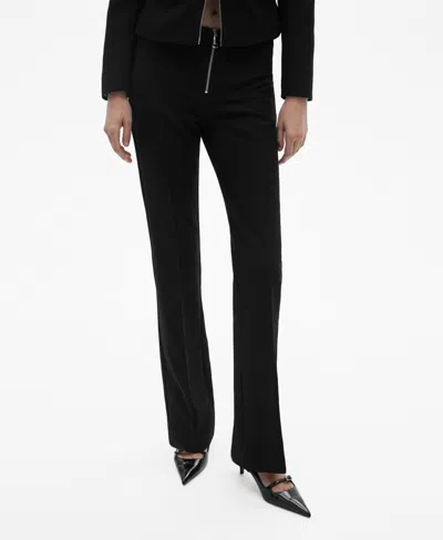 Mango Women's Zipper Detail Flare Pants In Black