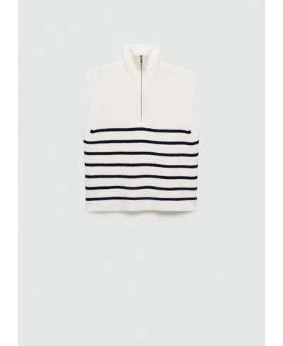 Mango Women's Zipper Detail Knitted Vest Sweater In Dark Navy