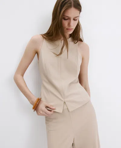 Mango Women's Zipper Fitted Vest In Light Pastel Brown