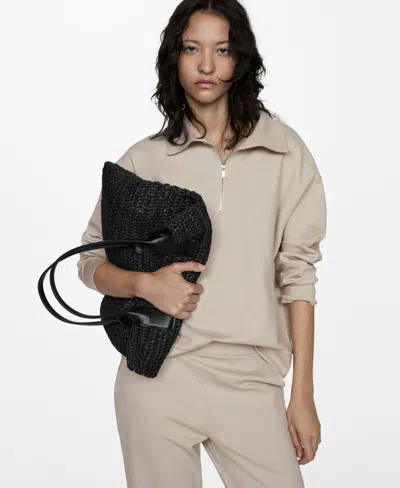 Mango Women's Zipper High Collar Sweater In Light,pastel Gray