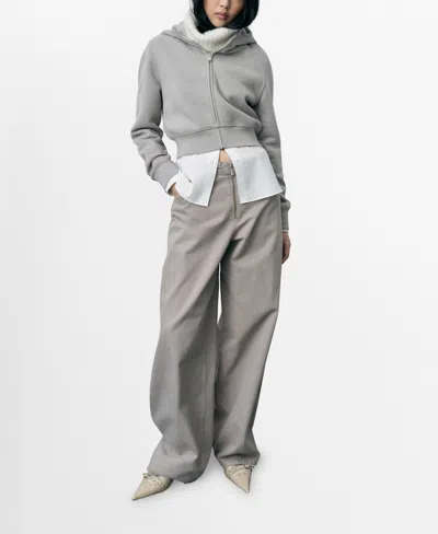Mango Women's Zipper Wide Leg Jeans In Gray