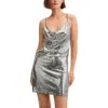 Mango Womens Sequined Cowl Neck Mini Dress In Silver