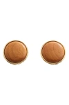 Mango Wood Stud Earrings In Gold/wood