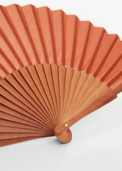 Mango Wooden Fan Burnt Orange In Brown