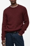 Mango Wool & Cotton Blend Sweater In Burgundy