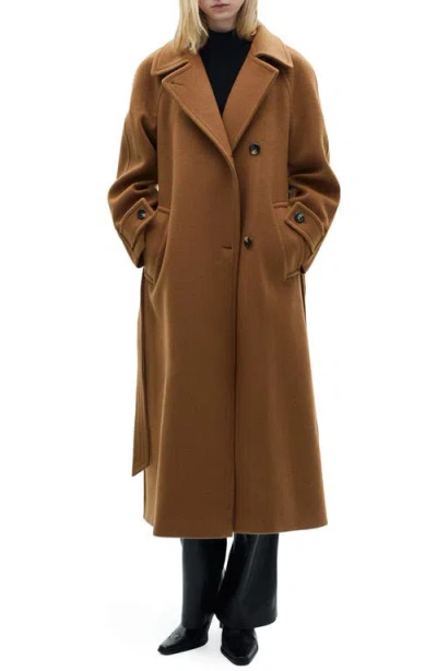 Mango Women's Belted Woolen Coat In Brown