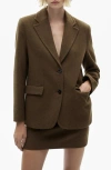 Mango Wool Blend Blazer In Khaki