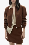 Mango Wool Blend Bomber Jacket In Brown