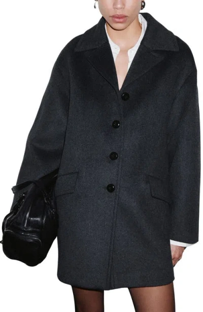 Mango Wool Blend Coat In Black