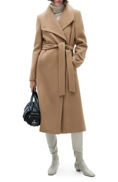 Mango Wool Blend Coat In Medium Brown
