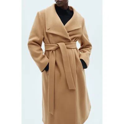 Mango Wool Blend Coat In Medium Brown