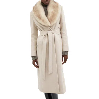 Mango Wool Blend Coat With Removable Faux Fur Collar In Neutral