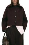 Mango Wool Blend Crop Jacket In Brown