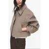 Mango Short Wool-blend Jacket Sand In Neutral