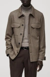 Mango Wool Blend Flannel Overshirt In Medium Brown