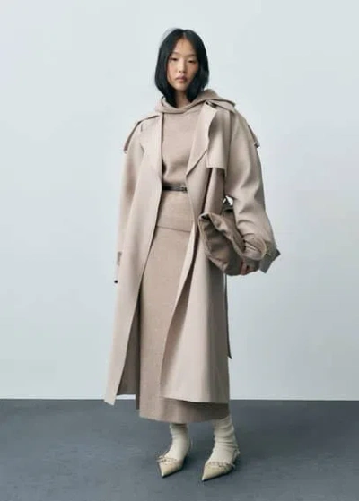 Mango Wool-blend Hooded Sweater Sand