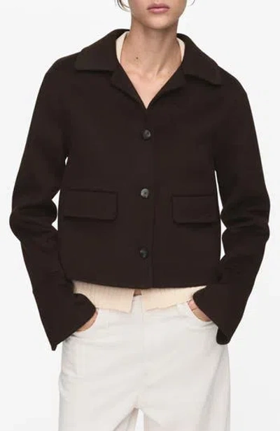 Mango Wool Blend Jacket In Brown