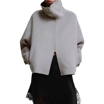 Mango Wool Funnel-neck Jacket Grey In Gray