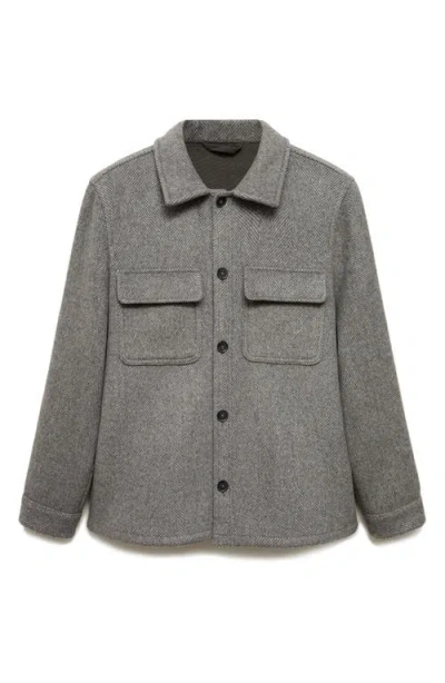 Mango Wool Blend Overshirt In Grey