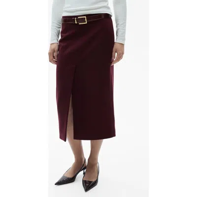 Mango Wool Blend Pencil Skirt In Burgundy