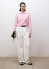 Mango Wool-blend Round-neck Sweater Pink