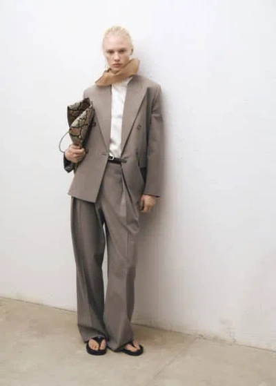 Mango Wool-blend Suit Jacket Medium Brown
