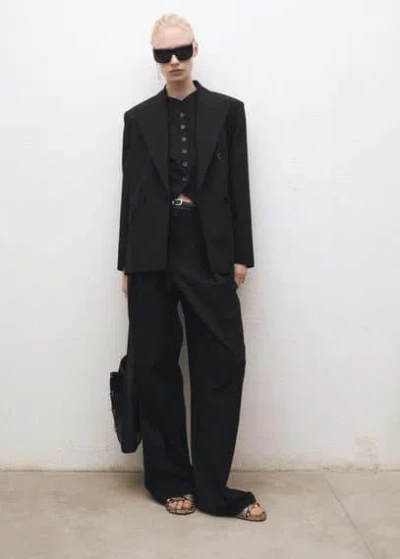 Mango Wool Blend Suit Vest Black