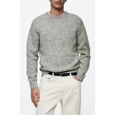 Mango Wool Blend Sweater In Light Heather Grey