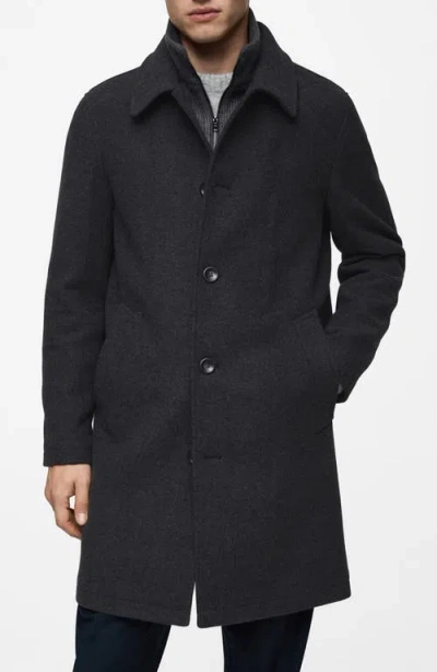 Mango Wool Blend With Removable Courduroy Bib In Charcoal