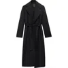 Mango Wool Blend Wrap Coat In Black