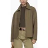 Mango Wool Blend Zip Jacket In Khaki Green