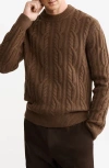 Mango Wool Cable Sweater In Brown