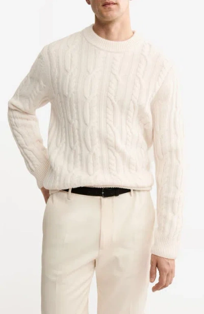 Mango Wool Cable Sweater In Neutral
