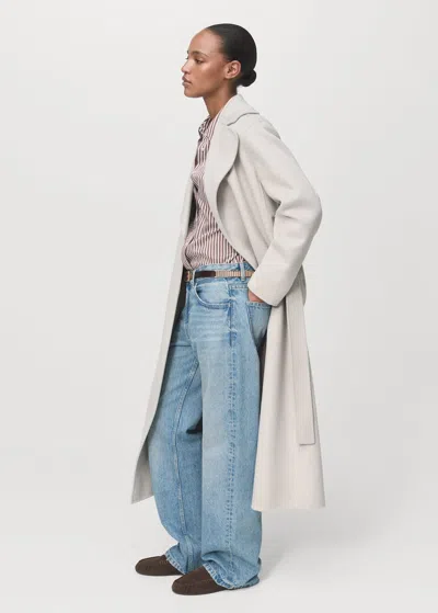 Mango Manteau Laine Fait Main Ceinture Gris Glacé - Femme - 3xl -  In Gray
