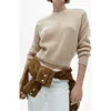 Mango Wool Crewneck Crop Sweater In Gray