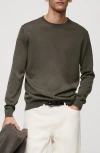 Mango Wool Crewneck Sweater In Dark Green