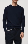 Mango Microstructure Crewneck Sweater In Dark Navy