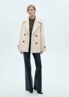 Mango Short Double Breasted Trench Coat In Light/pastel Grey