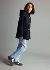 Mango Wool Duffle Coat Navy In Black