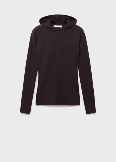 Mango T-shirt En Laine À Capuche Cognac - Femme - L -  In Brown