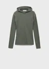 Mango T-shirt En Laine À Capuche Vert - Femme - L -  In Green