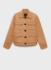 Mango Wool Jacket With Pockets Medium Brown
