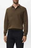 Mango Wool Sweater Polo In Brown