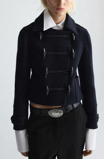 Mango Wool Toggle Jacket In Blue
