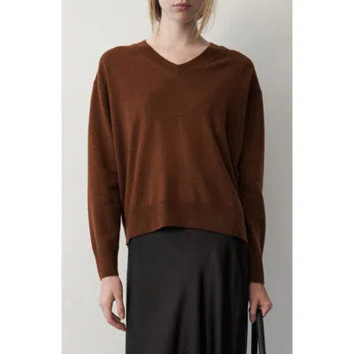 Mango Wool V-neck Sweater In Brown