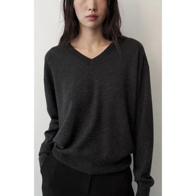 Mango Wool V-neck Sweater In Black