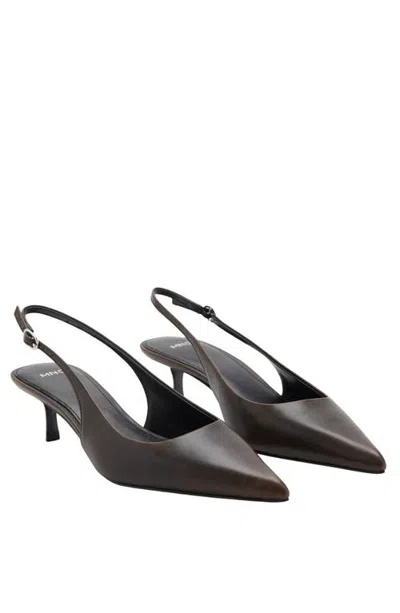 Mango Worn Effect Pointed Toe Slingback Pump In Animal Print