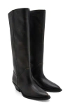 Mango Worn Look Leather Boot In Black