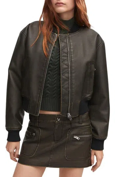 Mango Worn Out Effect Bomber Jacket In Brown