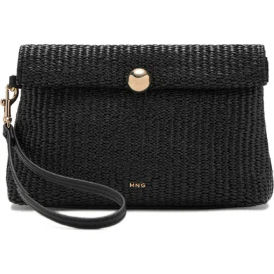 Mango Woven Flap Wristlet In Black